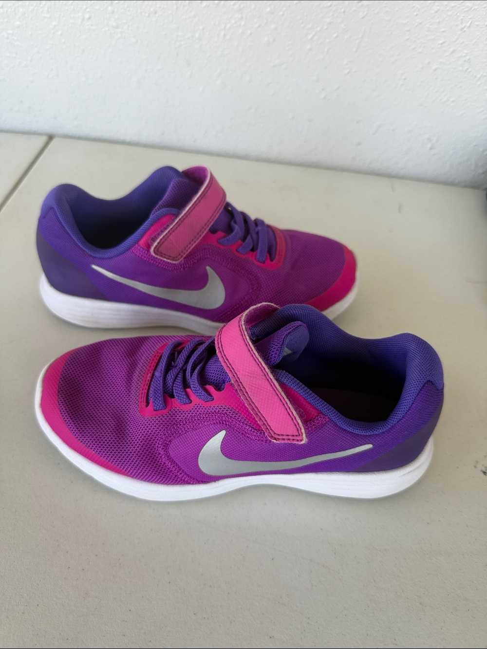 Nike Kids Purple and Pink Velcro Athletic Sneakers